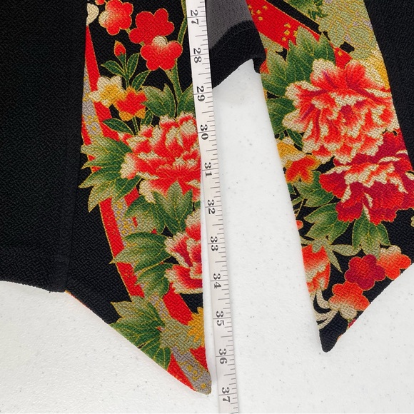 Soft Surroundings Kimono Cardigan Black Floral Trim One Button Closure Boho 2X - Picture 9 of 11